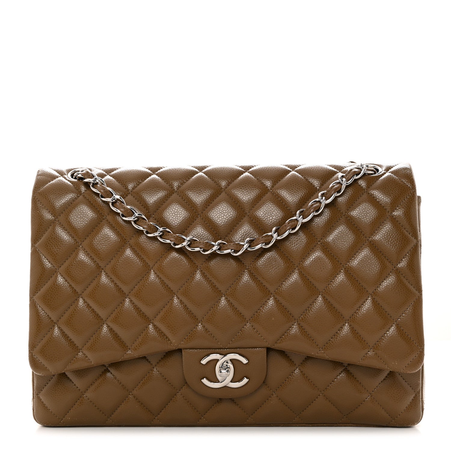 Chanel Caviar Quilted Maxi Double Flap Brown 1 of 14