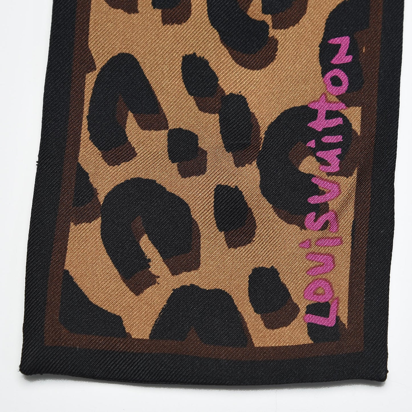 Silk Leopard Bandeau Scarf Marron