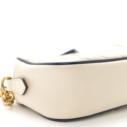 Gucci Vintage Effect Calfskin Matelasse Diagonal Small Torchon GG Marmont Chain Shoulder Bag Mystic White Blue Agata 9 of 10