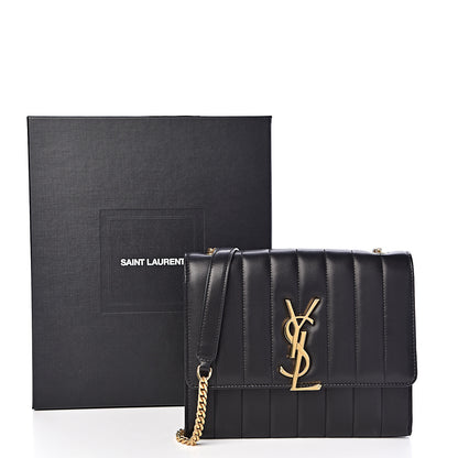 Saint Laurent Lambskin Matelasse Monogram Vicky Chain Wallet Black 12 of 12