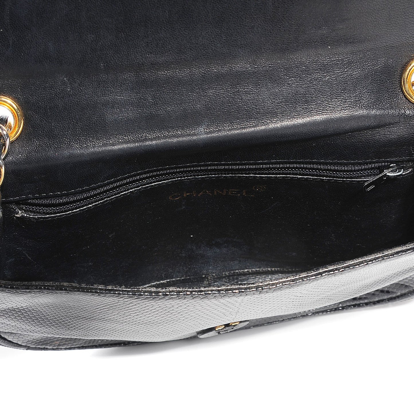 Lizard Mini Flap Shoulder Bag Black