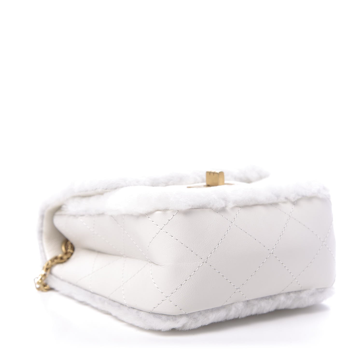 Chanel Shearling Lambskin Aged Calfskin Quilted 2.55 Reissue Mini North South Flap White 5 of 12