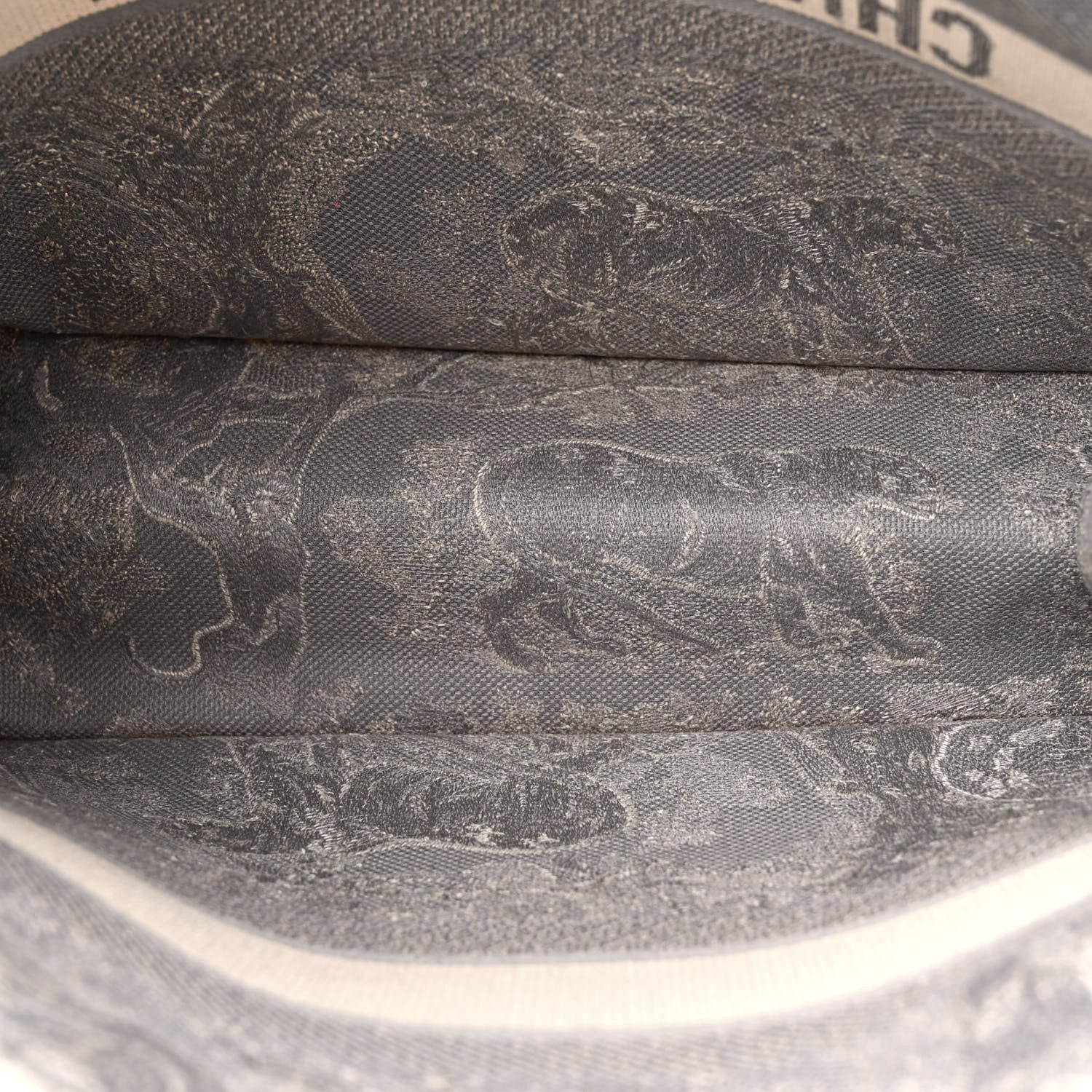 Christian Dior Canvas Embroidered Large Dioriviera Toile De Jouy Book Tote Gray 5 of 17