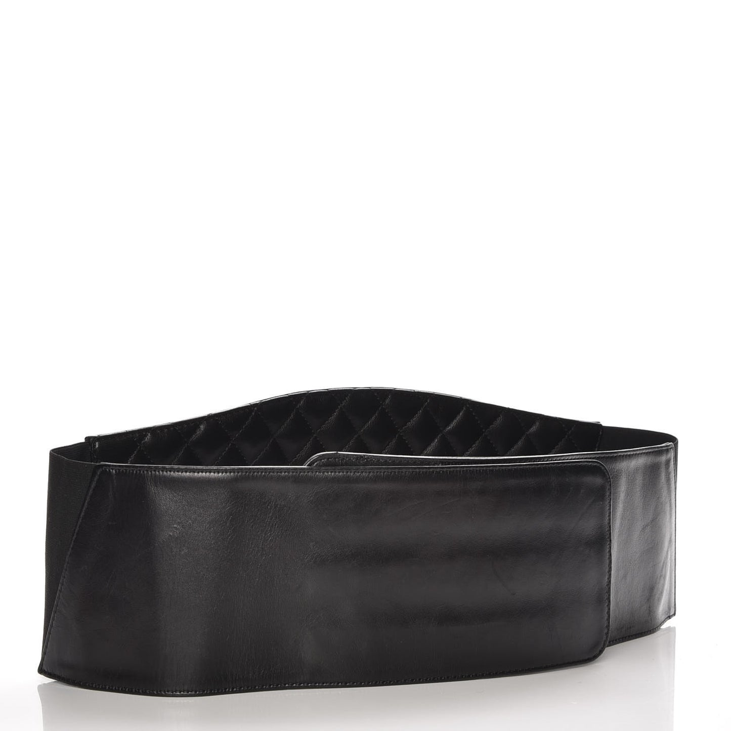 Lambskin Quilted Wide Belt Black M