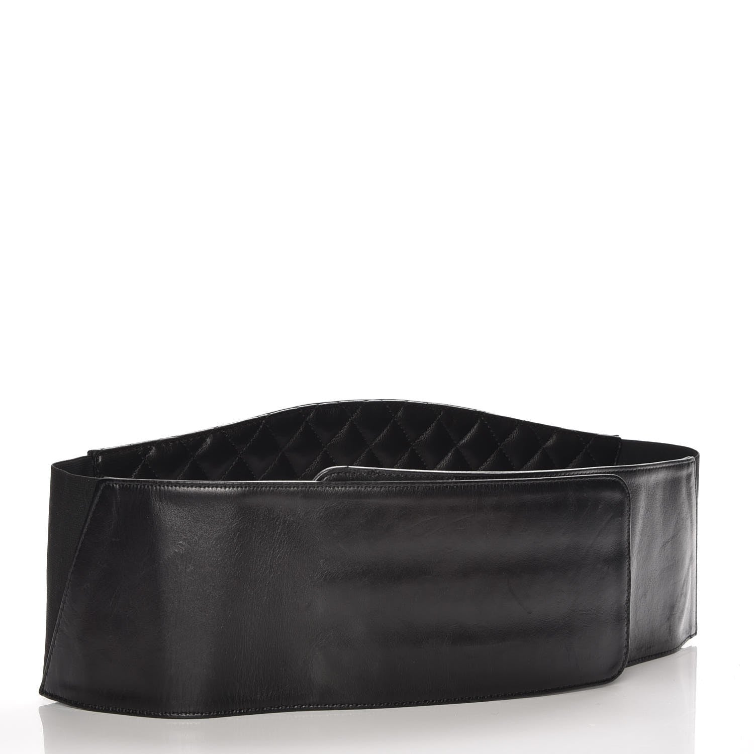 Chanel Lambskin Quilted Wide Belt Black M 3 of 10