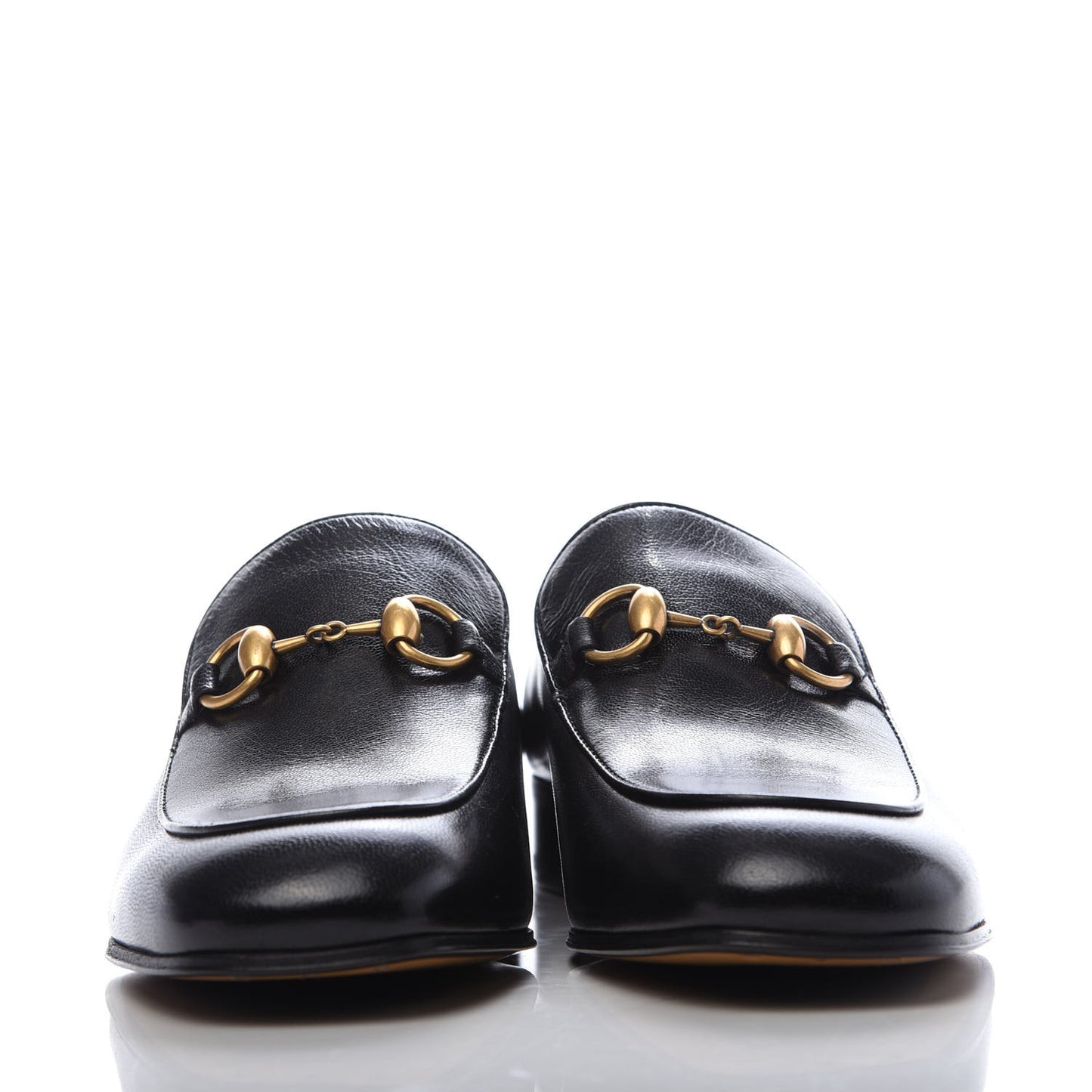 Goatskin Womens Horsebit Mid-Heel Loafers 40 Black