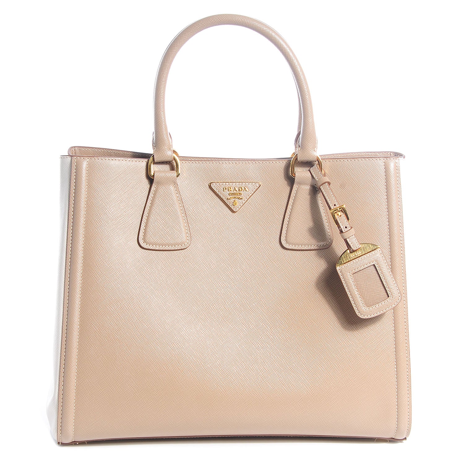 Prada Saffiano Lux Bi-Color Tote Visone Talco 1 of 11