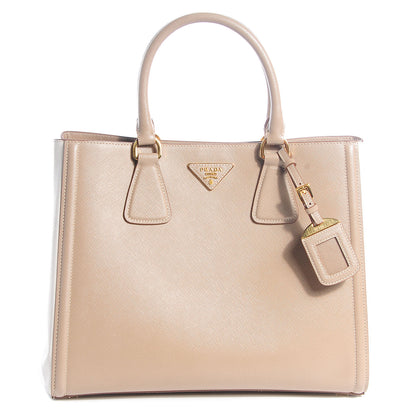 Prada Saffiano Lux Bi-Color Tote Visone Talco 1 of 11