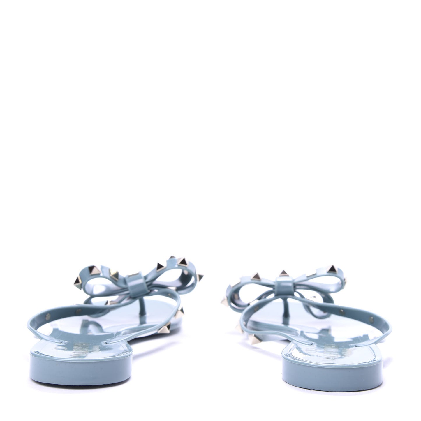 PVC Jelly Rockstud Bow Thong Sandals 37 Aqua