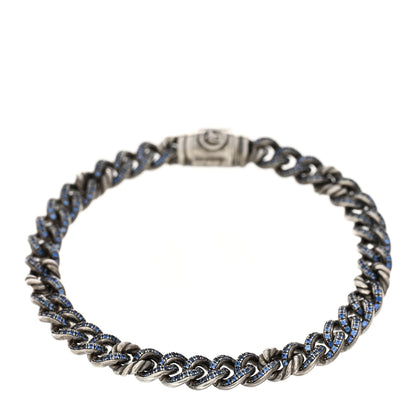 David Yurman Sterling Silver Blue Sapphire Petite Pave Curb Link Bracelet 1 of 3