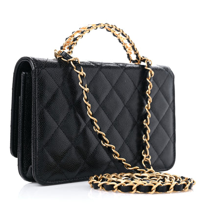Chanel Shiny Caviar Quilted Pick Me Up Wallet On Chain WOC Black 3 of 10