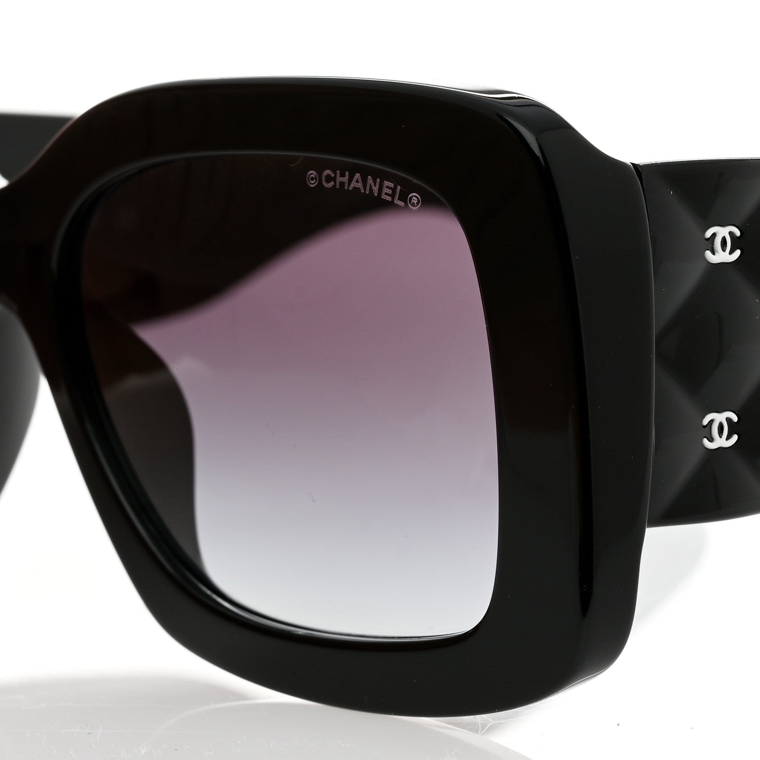 Chanel Acetate Quilted CC Rectangle Sunglasses 5483-A Black 7 of 7