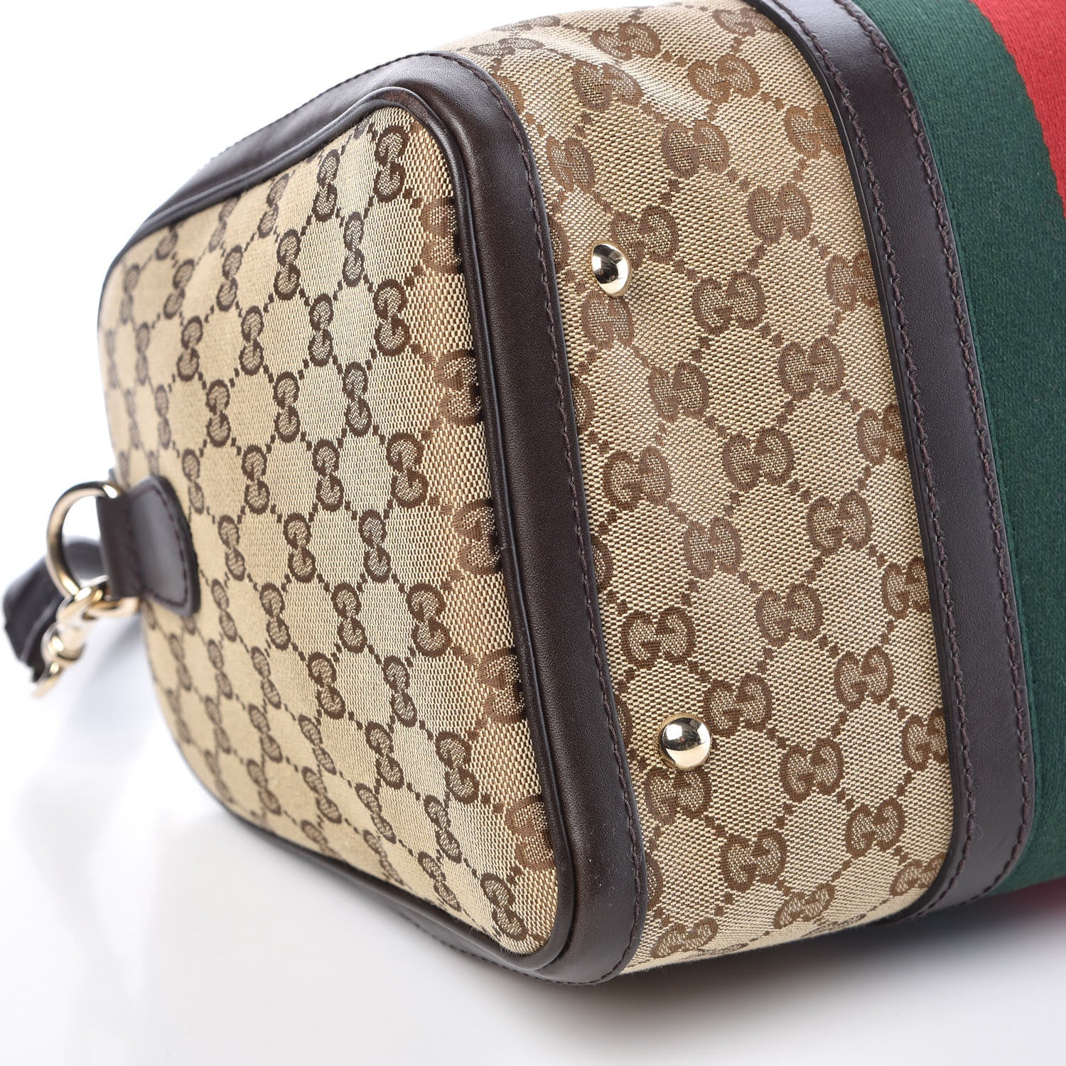 Gucci Monogram Vintage Web Medium Boston Dark Brown 9 of 10