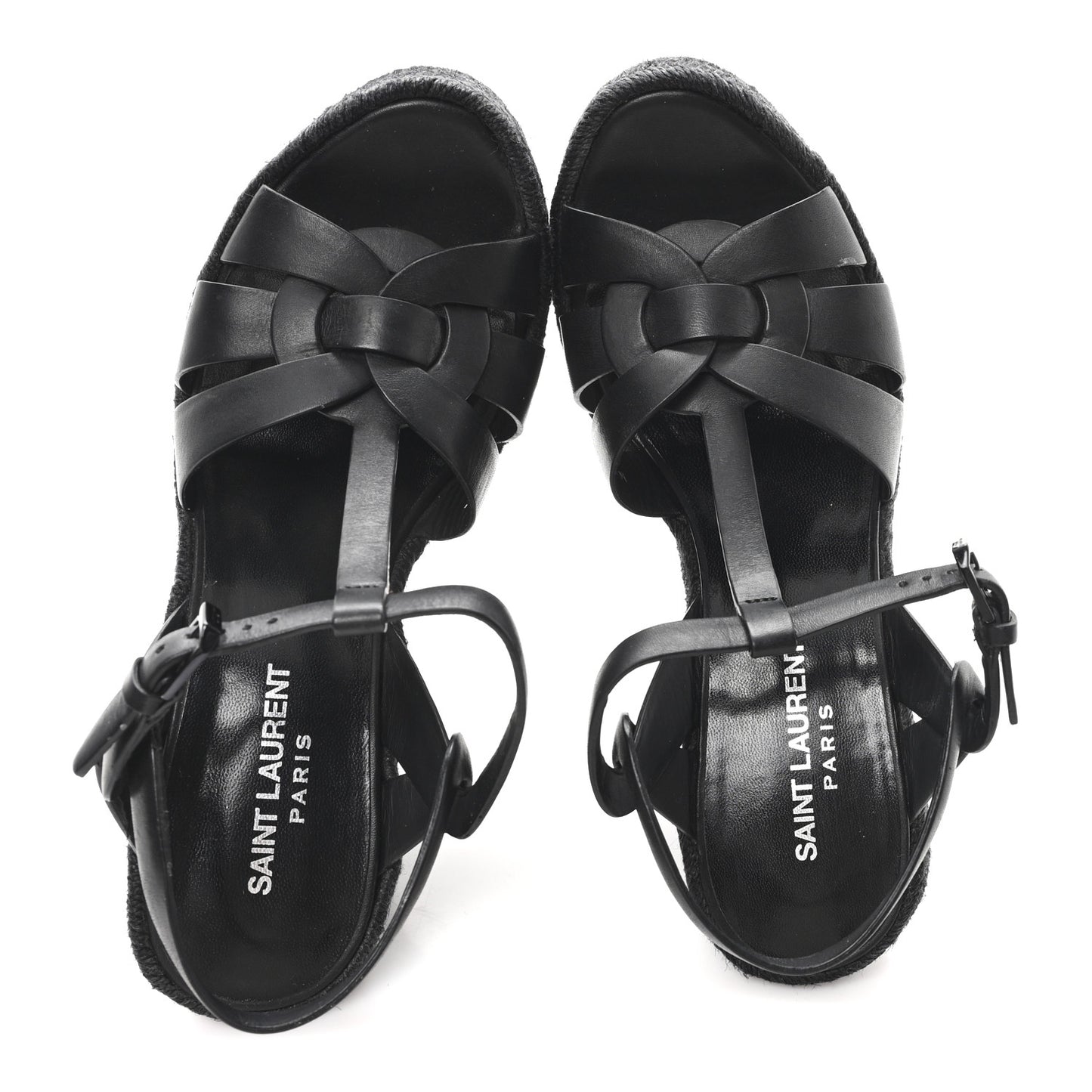 Calfskin Tribute 95 Platform Espadrille Wedge Sandals 37 Black