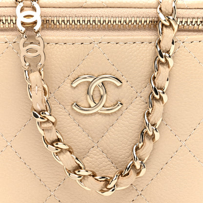 Chanel Caviar Quilted Tiny CC Mini Vanity Case With Chain Light Beige 9 of 12