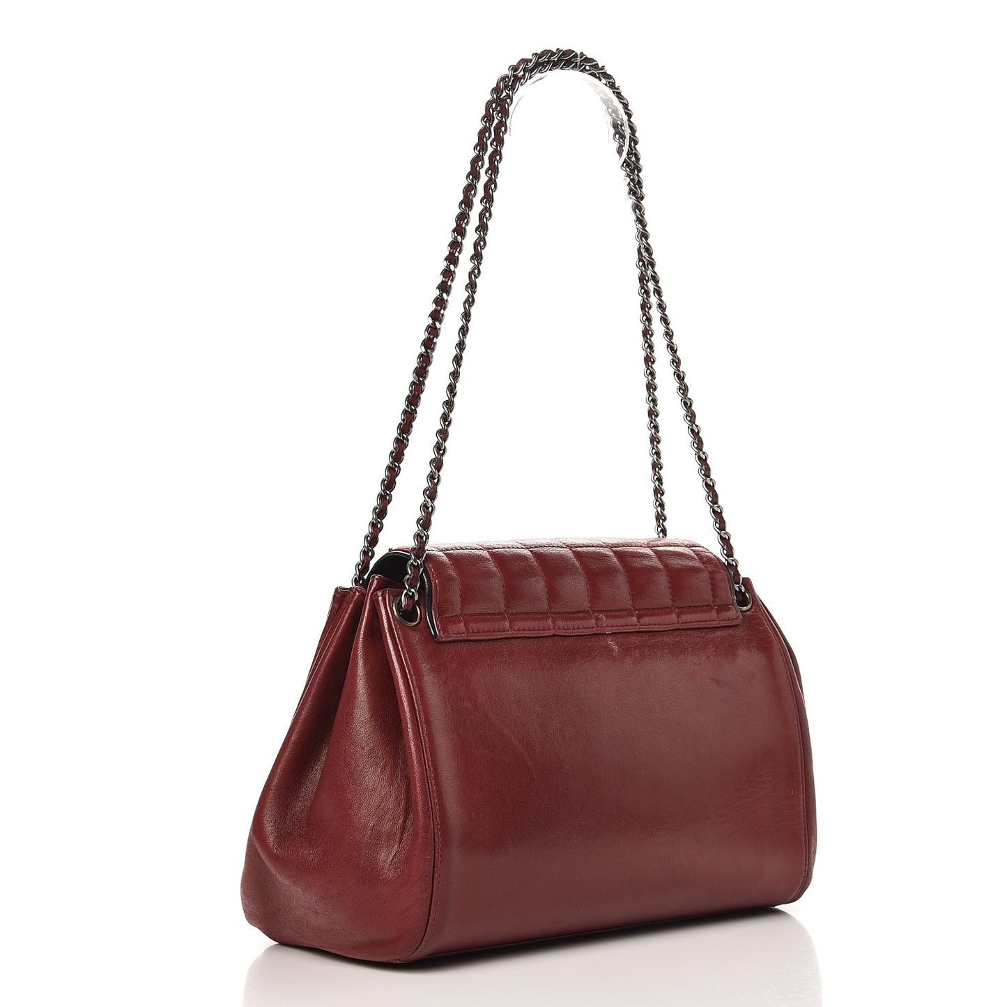 Lambskin Chocolate Bar Accordion Mademoiselle Flap Red