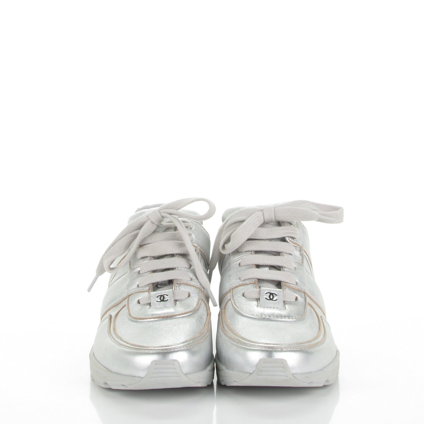 Metallic Lambskin CC Sneakers 38 Silver