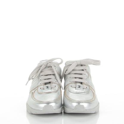 Chanel Metallic Lambskin CC Sneakers 38 Silver 2 of 7