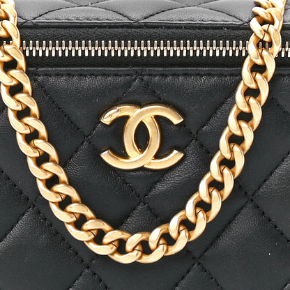 Chanel Lambskin Quilted Sweet Camellia Small Vanity Case With Chain Black 8 of 11