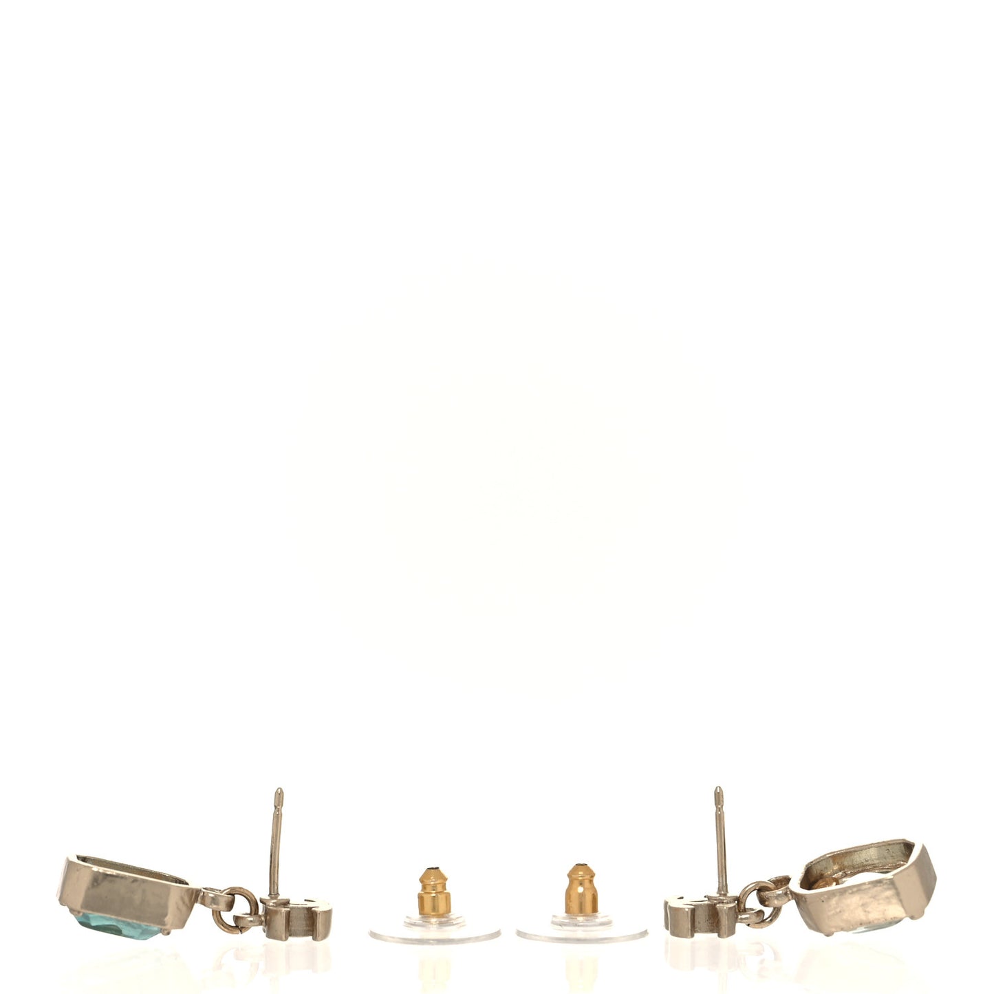 Crystal CC Drop Earrings Gold Blue