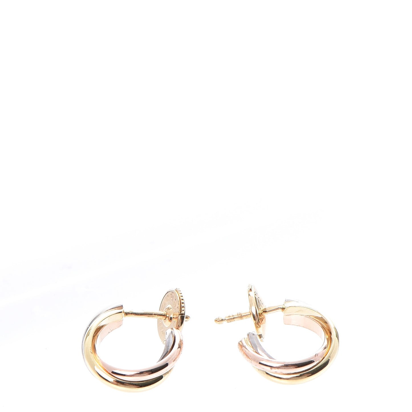 18K Pink Yellow White Gold 13mm Trinity Hoop Earrings