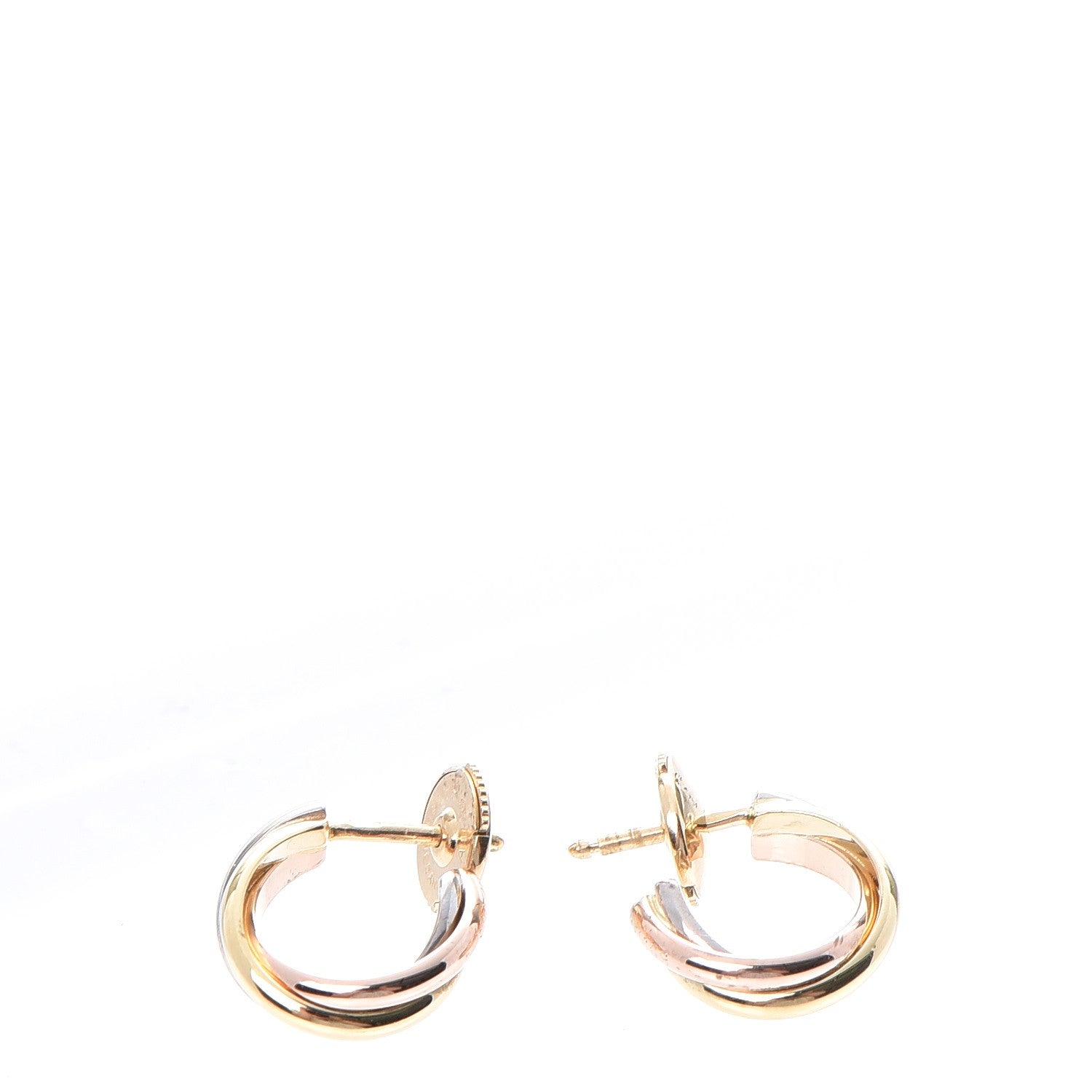 Cartier 18K Pink Yellow White Gold 13mm Trinity Hoop Earrings 4 of 6