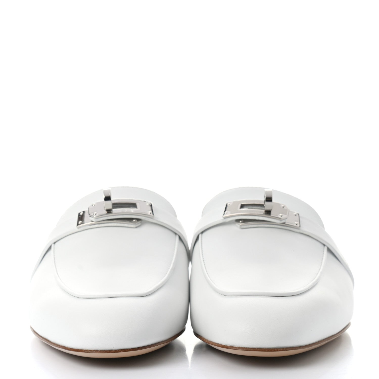 Hermes Calfskin Oz Mules 38 White 2 of 9
