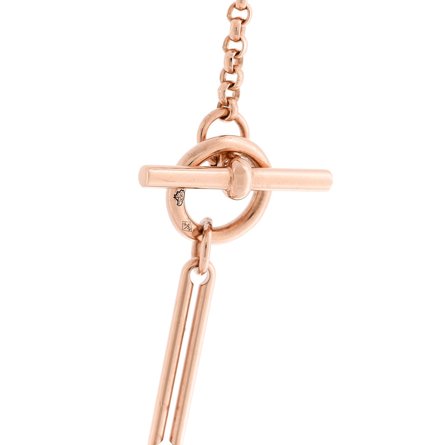 Hermes 18K Rose Gold Diamond MM Ex-Libris Pendant Necklace 5 of 6