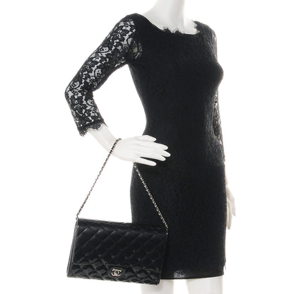 Chanel Striated Patent Quilted Clutch Flap Black 2 of 9