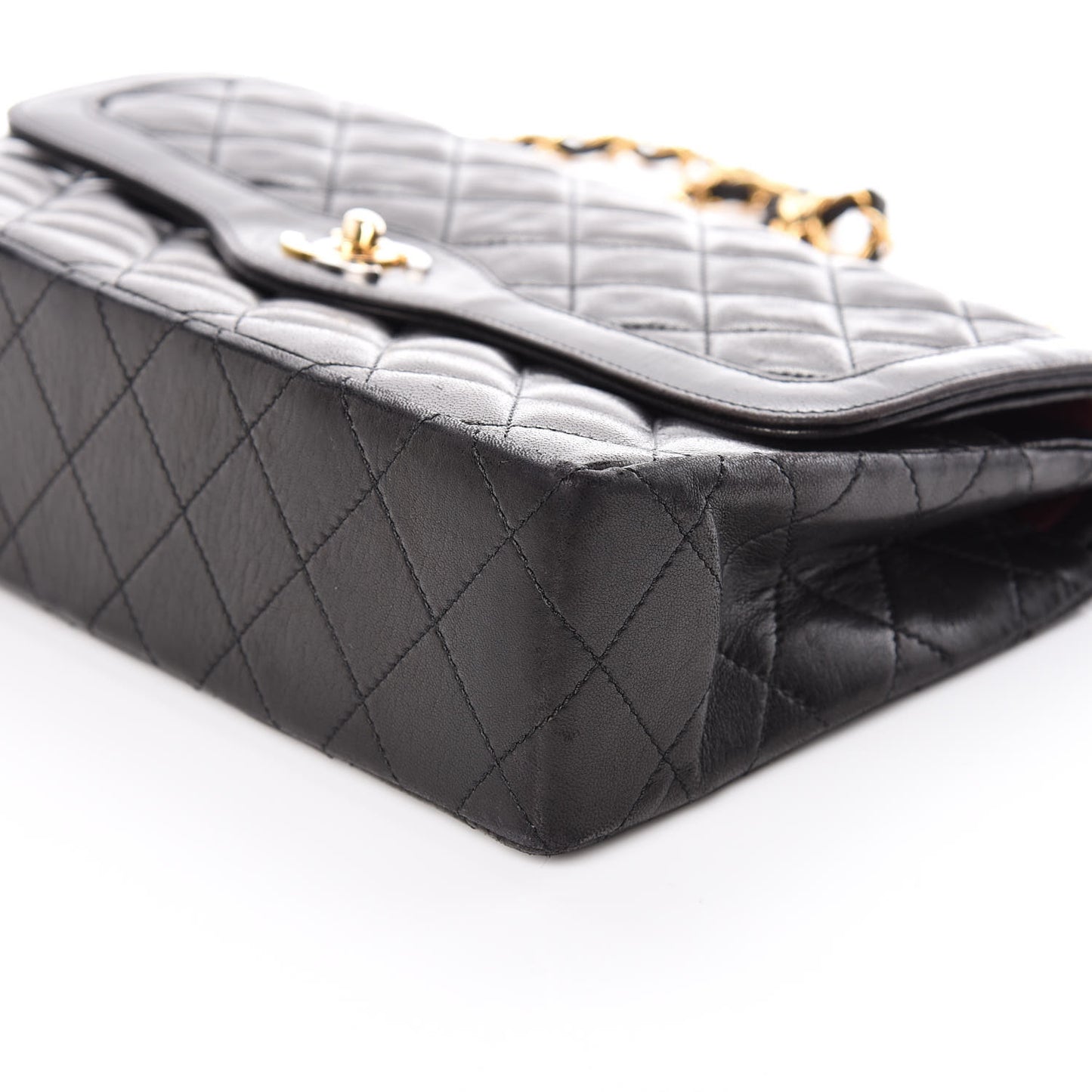 Lambskin Quilted Medium Double Flap Black