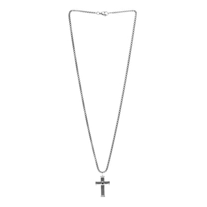 David Yurman Sterling Silver Titanium Black Diamond Streamline Cross Tag Pendant Necklace 3 of 6