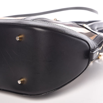 Burberry Bridle Calfskin House Check Small Orchard Bowling Bag Black 13 of 14