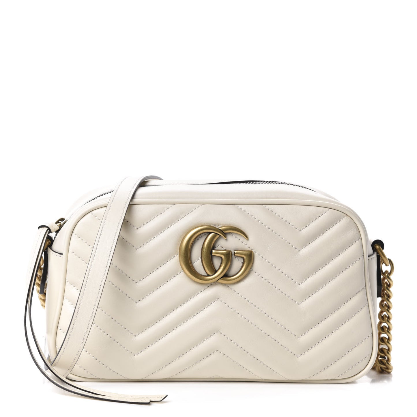 Calfskin Matelasse Small GG Marmont Chain Shoulder Bag White