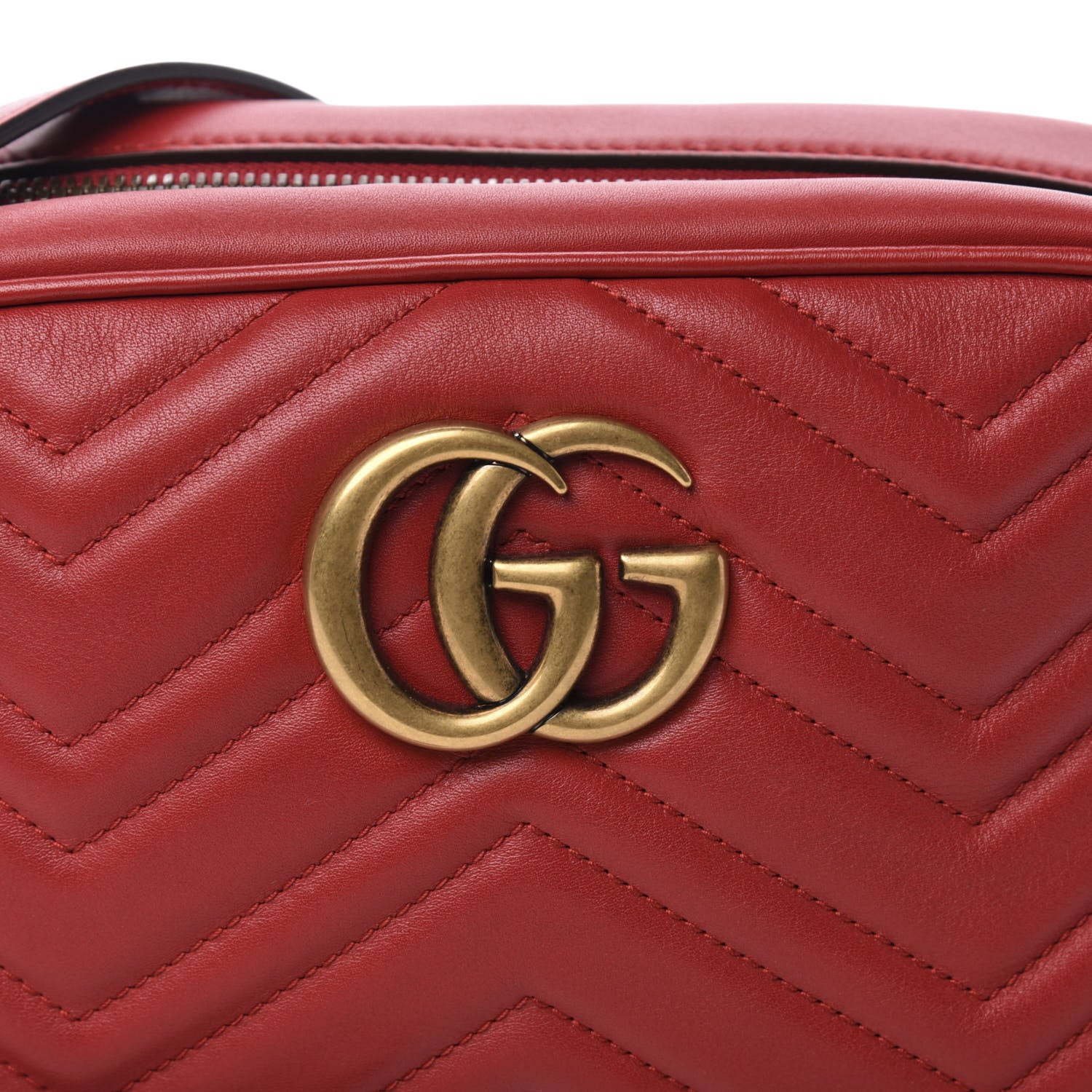 Gucci Calfskin Matelasse Small GG Marmont Chain Shoulder Bag Hibiscus Red 10 of 10
