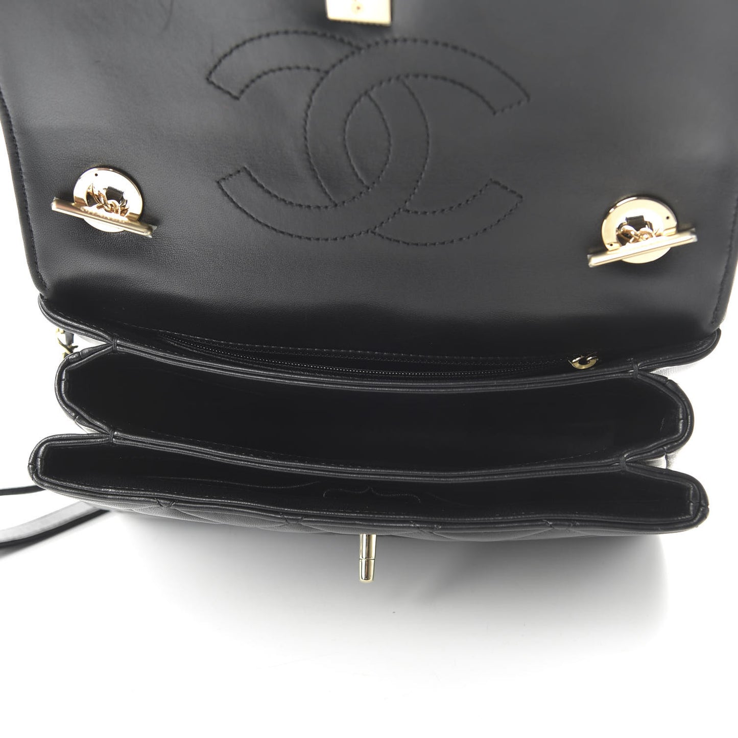 Lambskin Quilted Small Trendy CC Dual Handle Flap Bag Black