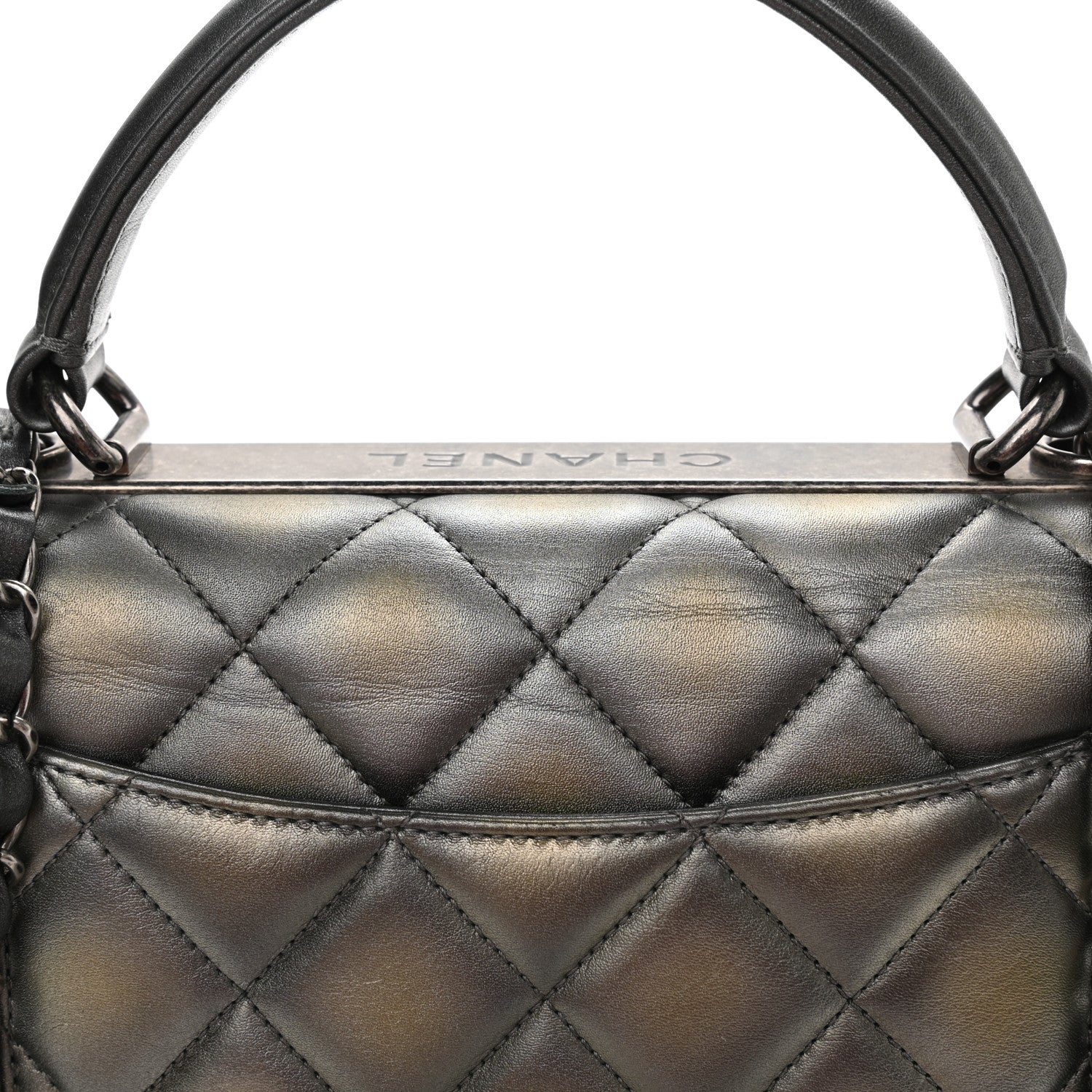 Chanel Metallic Lambskin Quilted Small Trendy CC Dual Handle Flap Bag Silver Gold 10 of 10