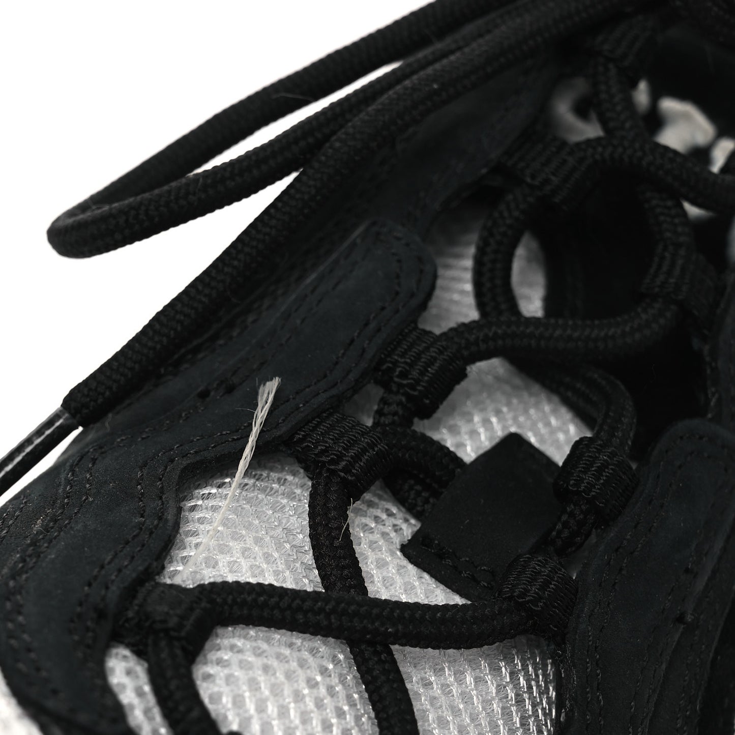 Technical Knit Fabric Suede Calfskin Womens Gucci Run Sneakers 38 Black White