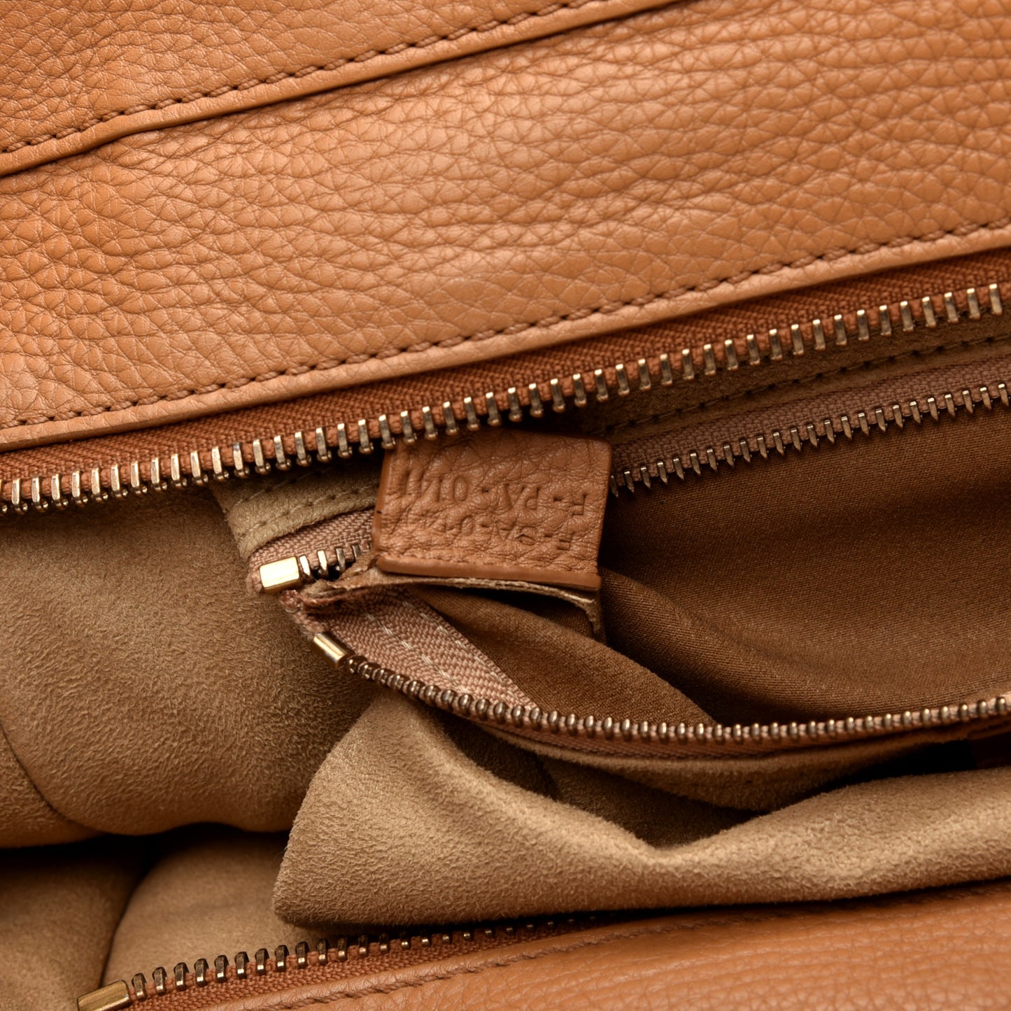 Drummed Calfskin Mini Luggage Camel