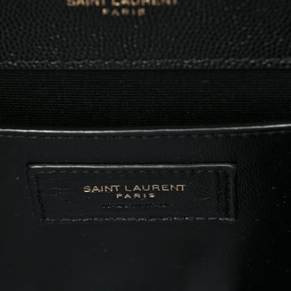 Saint Laurent Grain De Poudre Textured Mixed Matelasse Triquilt Medium Monogram Satchel Black 6 of 8