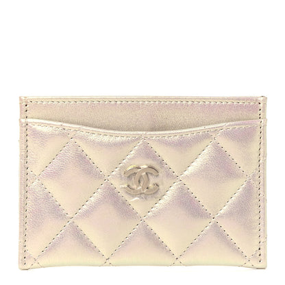 Chanel Iridescent Lambskin Quilted Card Holder Ivory 1 of 4