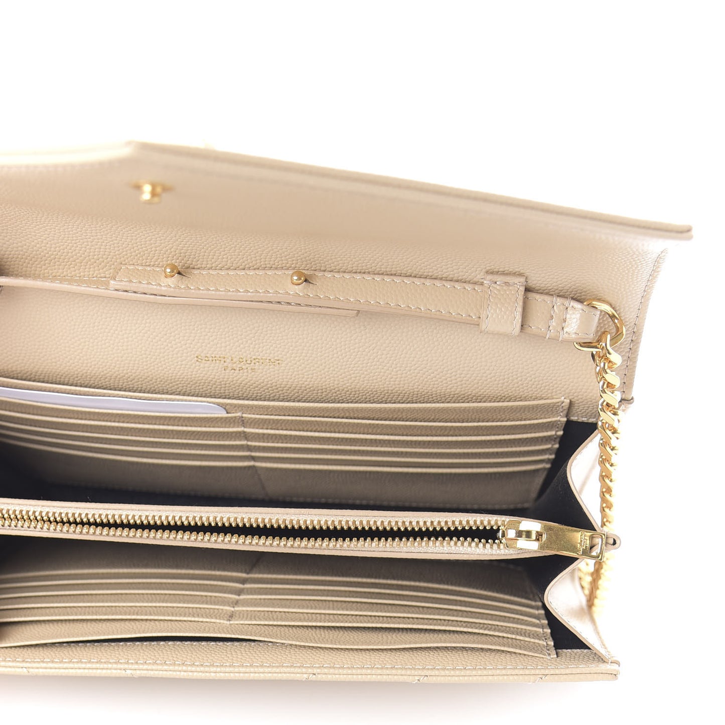 Grain De Poudre Matelasse Chevron Monogram Chain Wallet Nude Powder