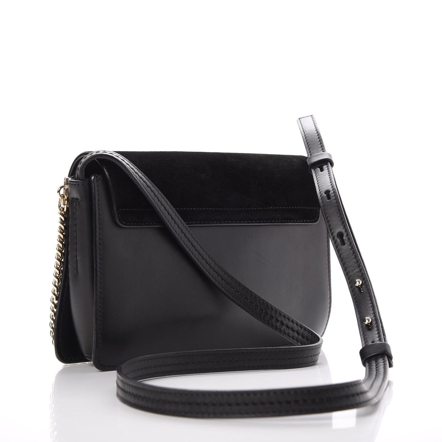 Suede Calfskin Small Faye Shoulder Bag Black