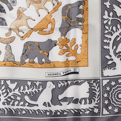 Hermes Silk Early America Scarf 90 Grey 3 of 5