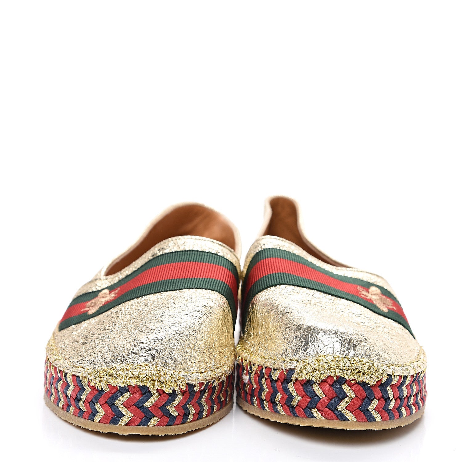 Gucci Galassia Web Bee Embroidered Espadrilles 40 Platino 2 of 8