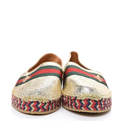 Gucci Galassia Web Bee Embroidered Espadrilles 40 Platino 2 of 8