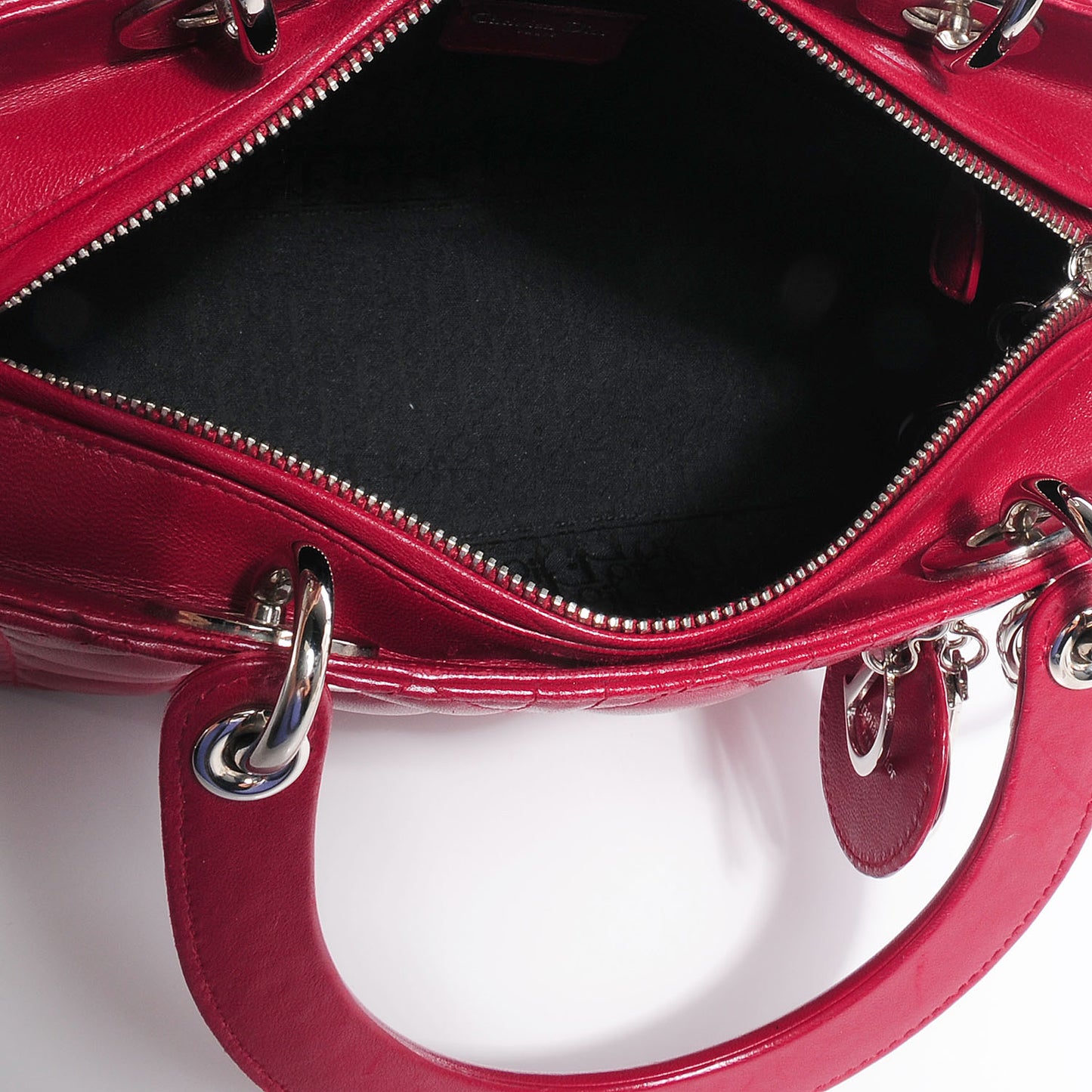 Lambskin Cannage Medium Lady Dior Cranberry