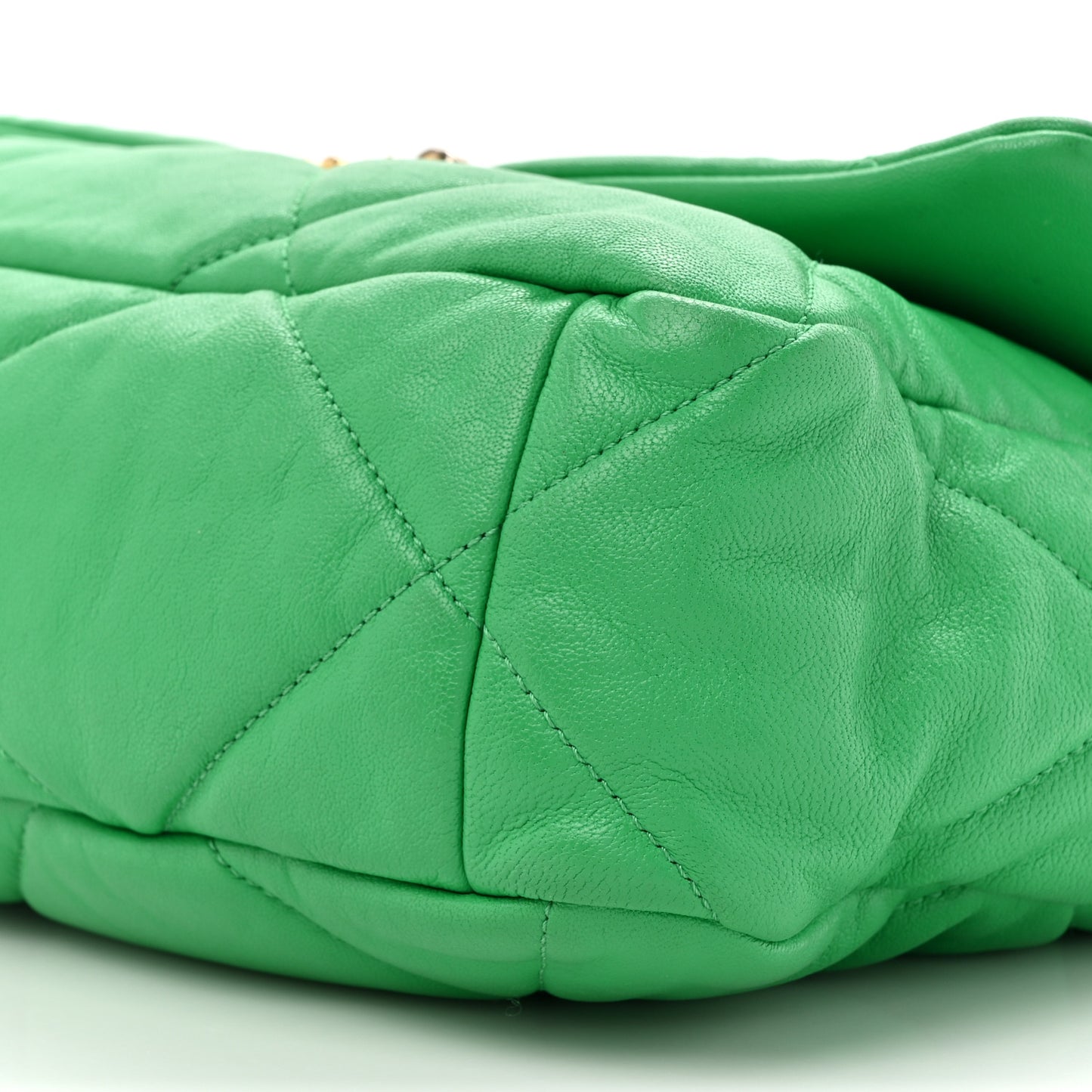 Goatskin Quilted Large Chanel 19 Flap Green
