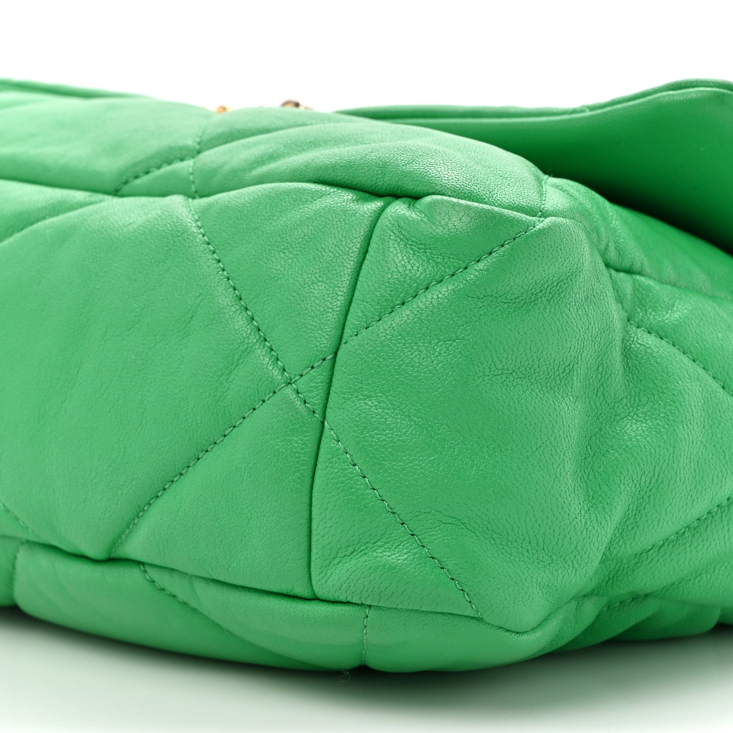 Chanel Goatskin Quilted Large Chanel 19 Flap Green 9 of 12