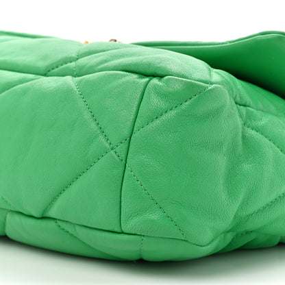 Chanel Goatskin Quilted Large Chanel 19 Flap Green 9 of 12