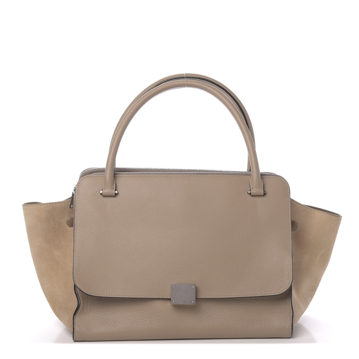 Drummed Calfskin Suede Double Zip Trapeze Sand
